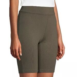 LANDS END Long Bike Shorts Casual Athletic Knee Length Hunter Green Medium